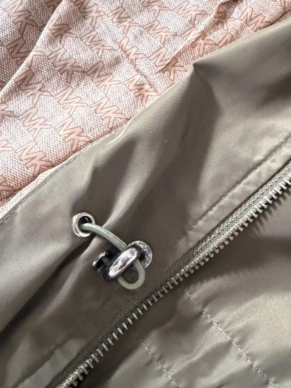 Michael Kors Olive Green Hooded Anorak Rain Jacket
